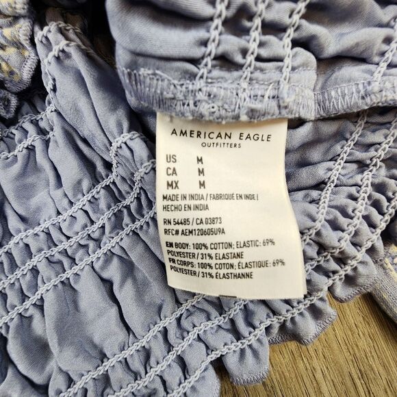 American Eagle Smocked Puff-Sleeve Square Neck Blouse size M - Picture 5 of 5